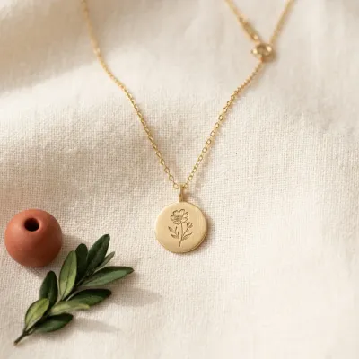 Illustration of Fremttly Birth Flower Pendant Necklace
