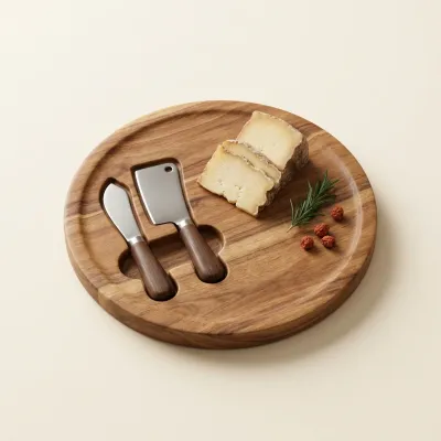 Illustration of Charcuterie Cheese Board and Knife Set