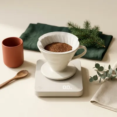 Illustration of Digital Coffee Scale with Timer