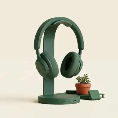 Illustration of Headphone Stand with USB Hub