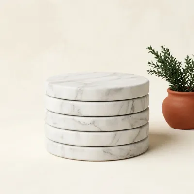 Illustration of Handmade Marble Coasters Set