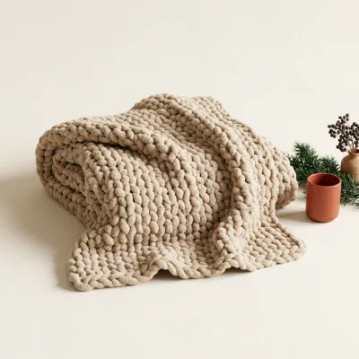 Illustration of Oversized Plush Bubble Throw Blanket