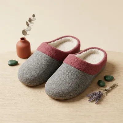 Illustration of VeraCosy Two-Tone Memory Foam Slippers